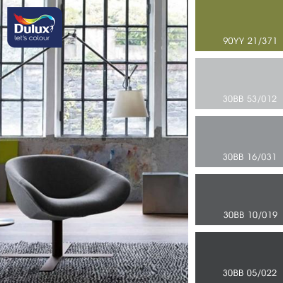 Цвет Dulux 30BB 53/012 (светло-серый) в интерьере гостиной (фото)