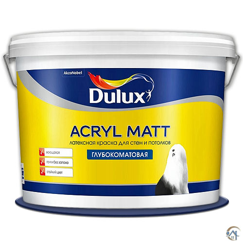 Dulux Acryl Matt, глубокоматовая краска для потолка и стен, база BW ( 9 л)