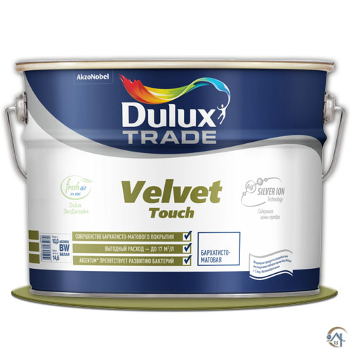 Dulux Velvet Touch, глубокоматовая краска для стен и потолков, BW, 10 л