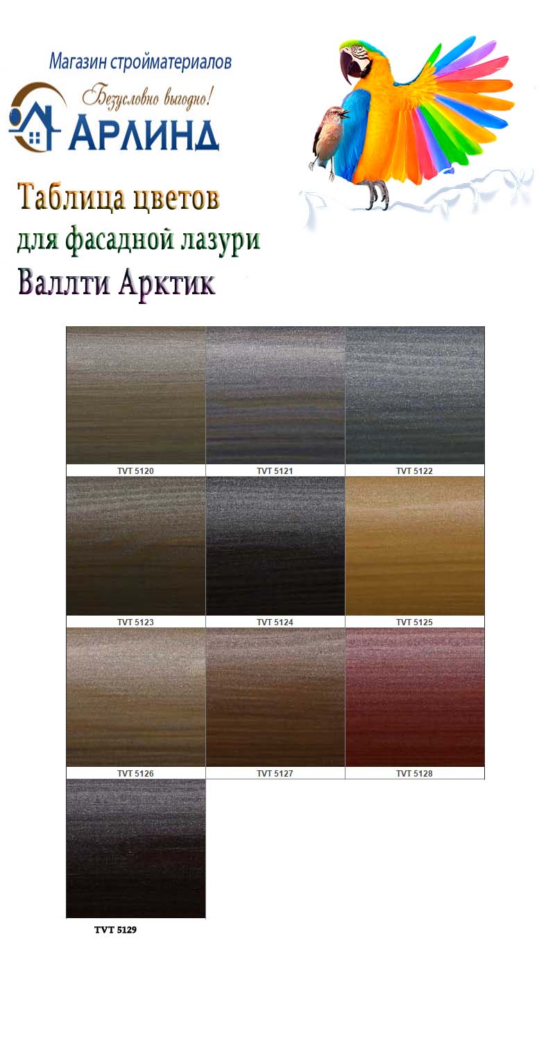 Таблица цветов валлти арктик