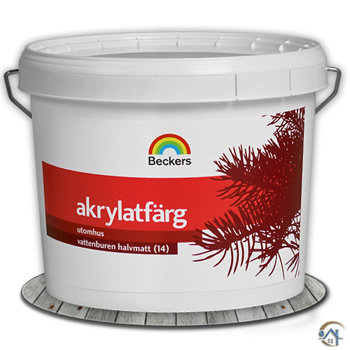 Краска фасадная Beckers Akrylatfarg (для деревянных фасадов), А, 9л