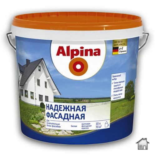 Alpina Fassadenfarbe (Надежная Фасадная), краска для каменных фасадов