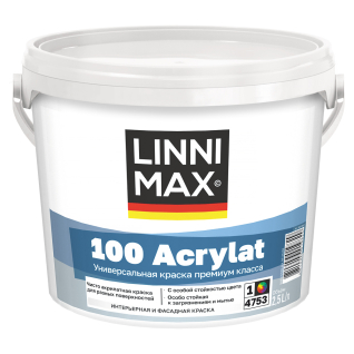 LINNIMAX 100 Acrylat (ЛИННИМАКС 100 Акрилат) универсальная акрилатная краска внутри и снаружи (база 1) 2,5л (AMPHIBOLIN)
