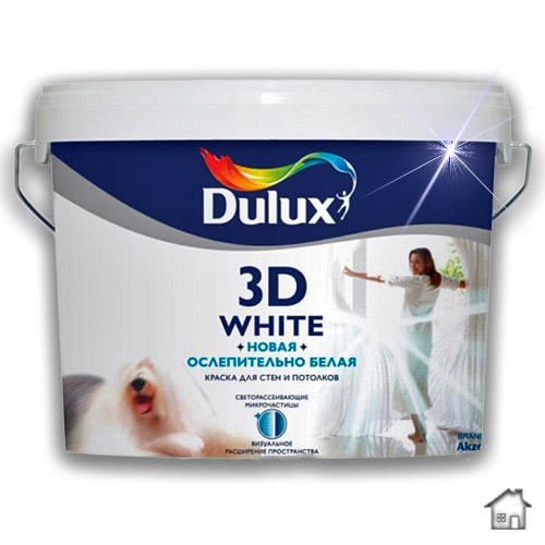 Краска Dulux 3D White BW, Ослепительно Белая матовая для стен и потолков, 10 л