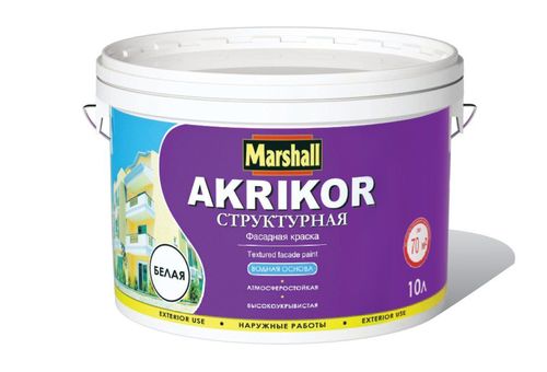 Marshall Akrikor  структурная, BC, краска для минеральных фасадов, 9 л.