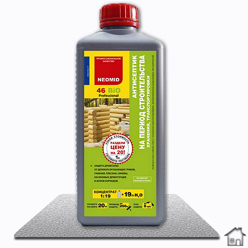 Neomid 46 Bio, антисептик для промежуточной защиты древесины, 1 л.