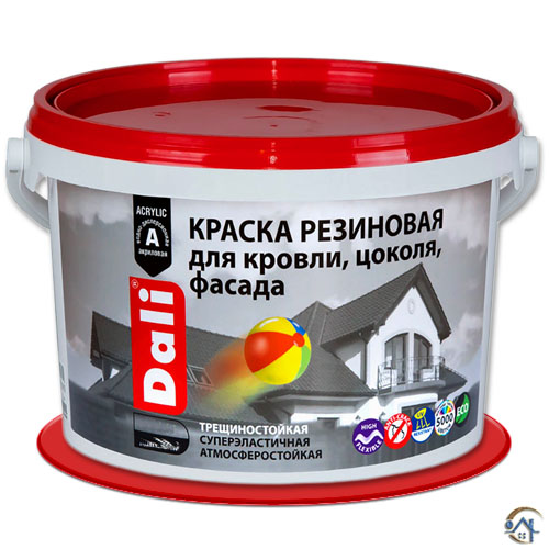Краска резиновая Dali Рогнеда по бетону, дереву, металлу (база А), 3 кг.