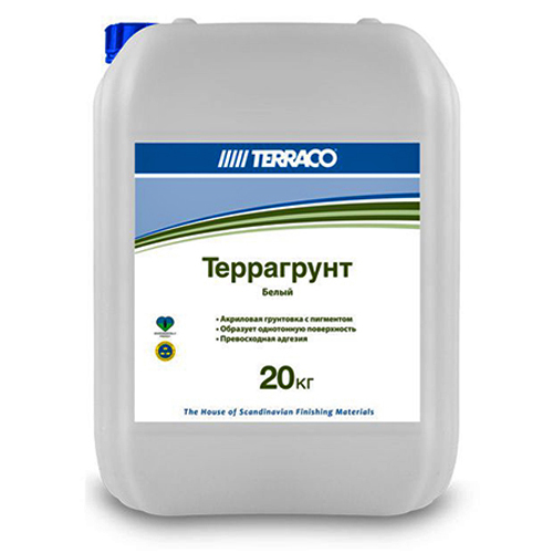 Акриловая грунтовка Terraco Террагрунт белая, 20 кг.