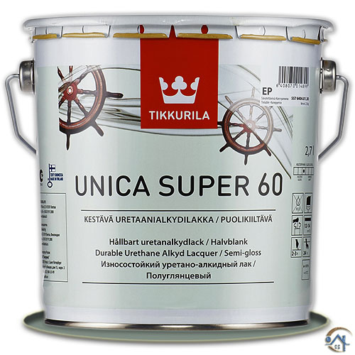 Tikkurila Unica Super EP, полуглянцевый лак по дереву, 2,7 л.