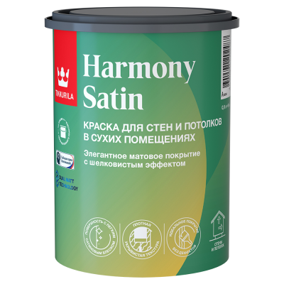 Tikkurila Harmony Satin (Joker) / Тиккурила Гармония Сатин матовая, 0,9л (С), экологичная краска интерьерная