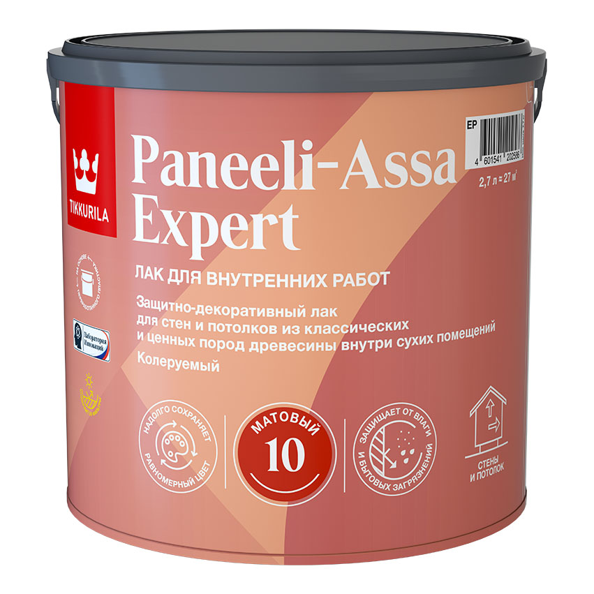 Tikkurila Paneeli Assa Expert EP лак для стен и потолков акриловый, матовый (2.7л)