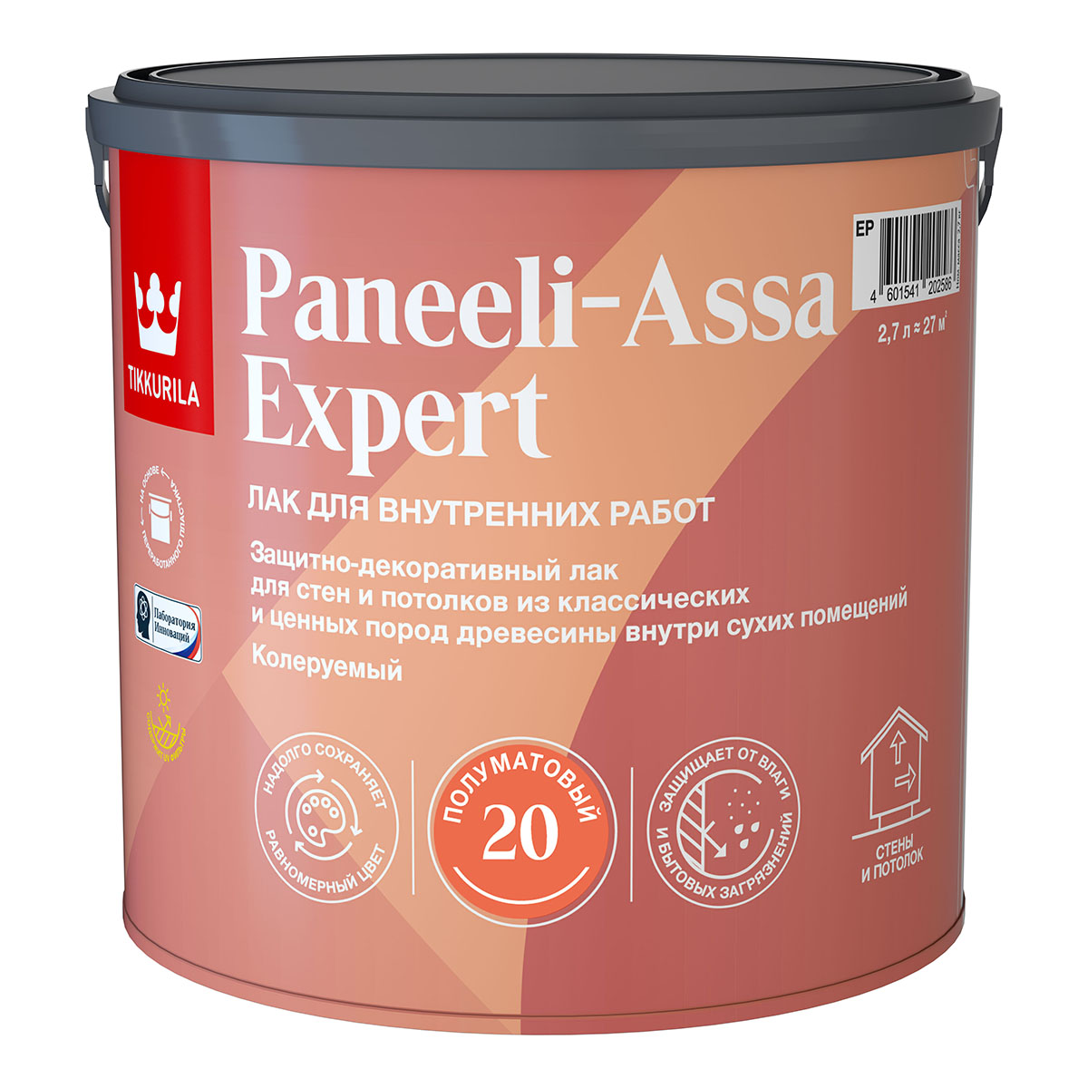 Tikkurila Paneeli Assa Expert EP лак для стен и потолков акриловый, полуматовый (2,7л)