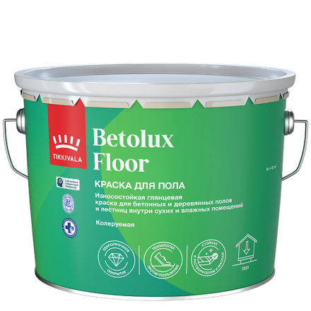 TIKKIVALA (TIKKURILA) BETOLUX FLOOR / ТИККИВАЛА БЕТОЛЮКС ФЛОР краска для пола алкидно-уретановая глянцевая, база A, 9л