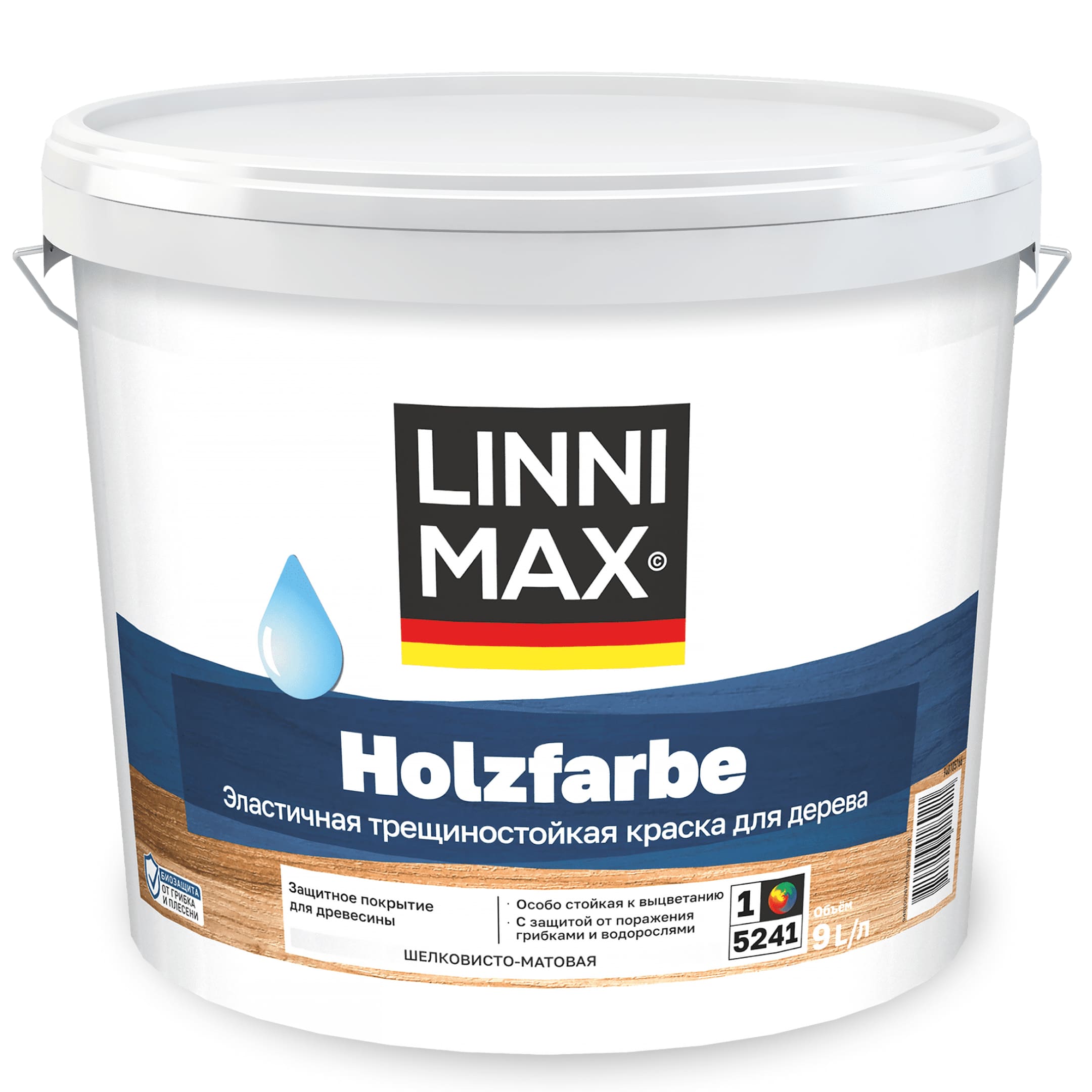 LINNIMAX HOLZFARBE / ЛИННИМАКС ХОЛЬЦФАРБЕ краска для дерева водно-дисперсионная эластичная трещиностойкая для вн/нар база 1 (2,5л)