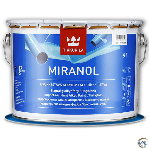 Краска Tikkurila Miranol, База А тиксотропная  по металлу и дереву, 9 л.