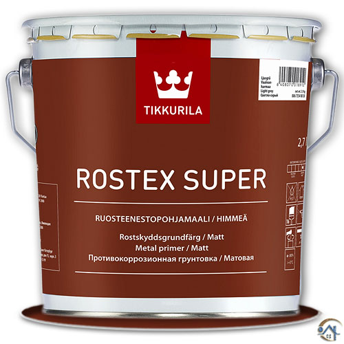 Tikkurila Rostex Super, грунтовка противокоррозионная (светло-серая), 3 л.