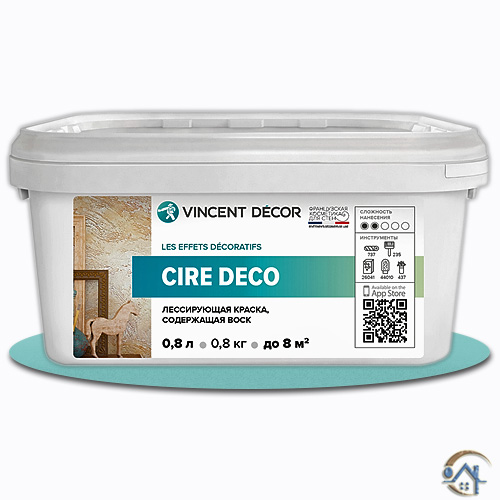 Краска Vincent Decor Cire Deco, декоративная с воском, 0,8 л.